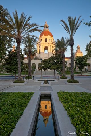 Euclid Avenue Sunrise View of Pasadena City Hall, Pasadena, California