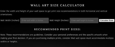Wall Art Size Calculator Widget