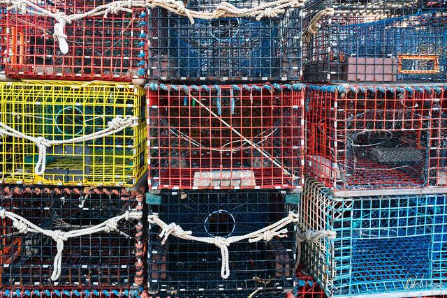 Colorful Lobster Pots on Bradley Wharf, Rockport, Massachusetts, photo