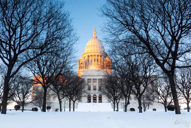 Sunset Alpenglow on Rhode Island State Capitol, Providence, Rhode Island