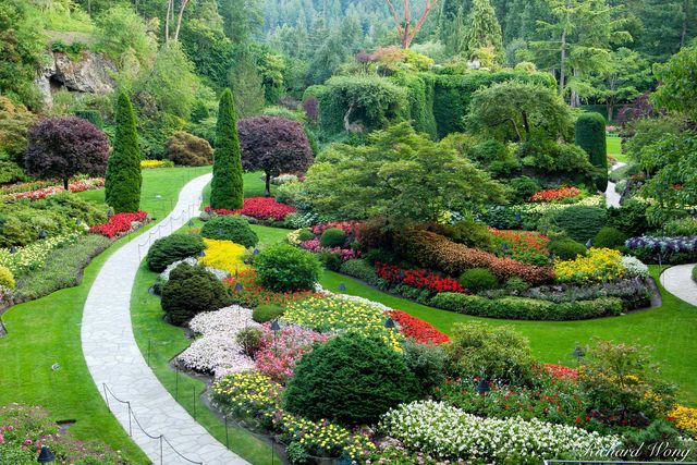 Sunken Garden Overlook at the Butchart Gardens, Brentwood Bay, Vancouver Island, B.C.