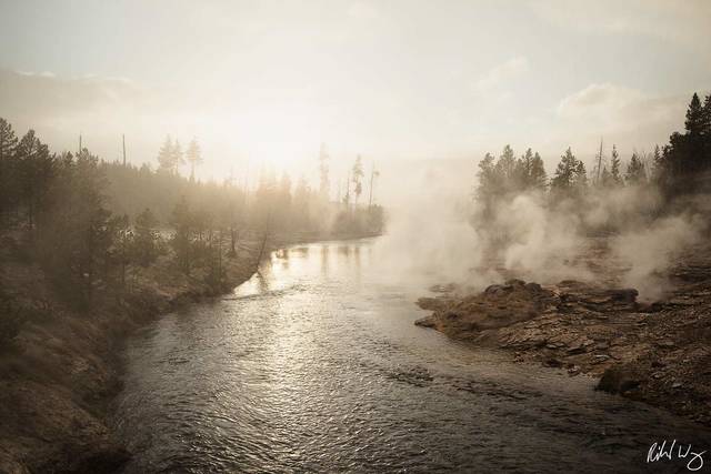 Sunset Along Firehole River (Upper Geyser Basin), Yellowstone National Park, Wyoming