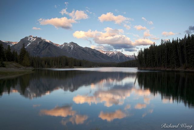 Johnson Lake at Sunset, Banff National Park, Alberta, Canada, Photo