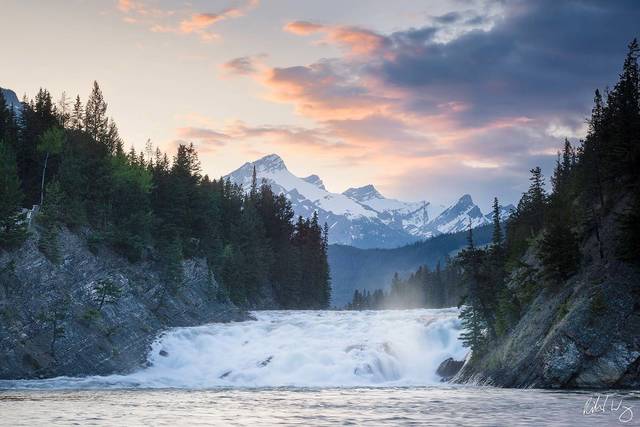 Bow Falls at Sunset, Banff National Park, Alberta, Canada, photo