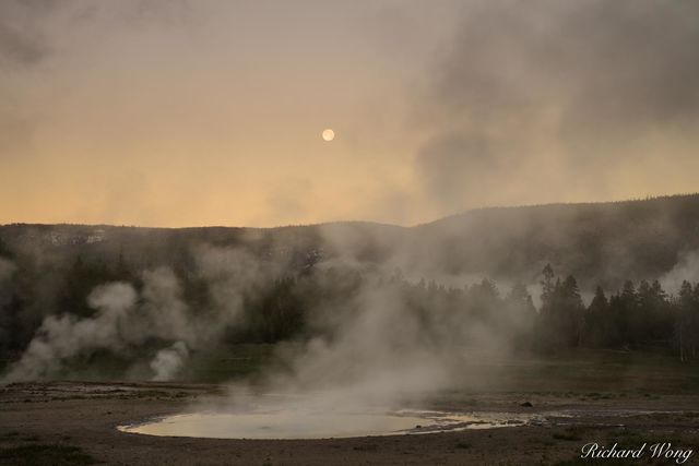 Moon Over Upper Geyser Basin print