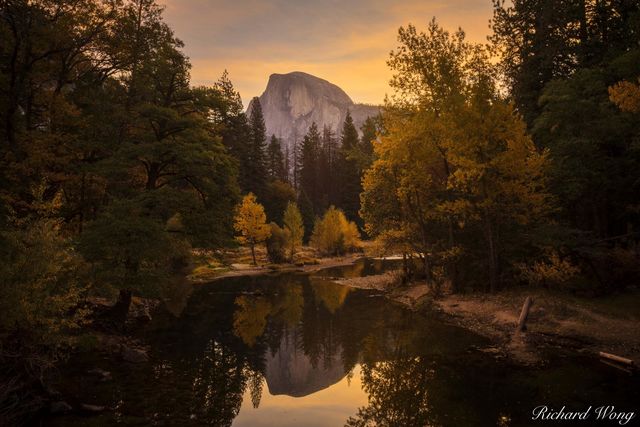 Half Dome Reflection in Merced River Fall Season