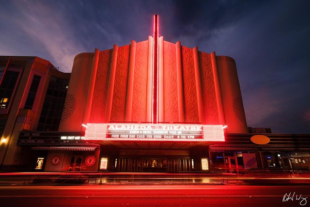 Historic Alameda Theatre at Night, Alameda, California