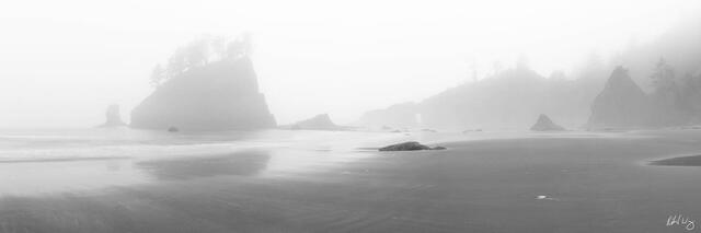 Second Beach Black & White Seascape, Olympic National Park, Washington photo