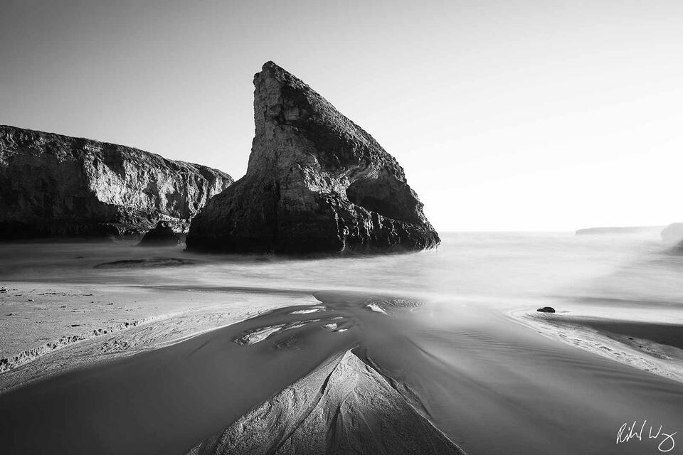 Shark Fin Cove Beach Black & White, Davenport, California, photo