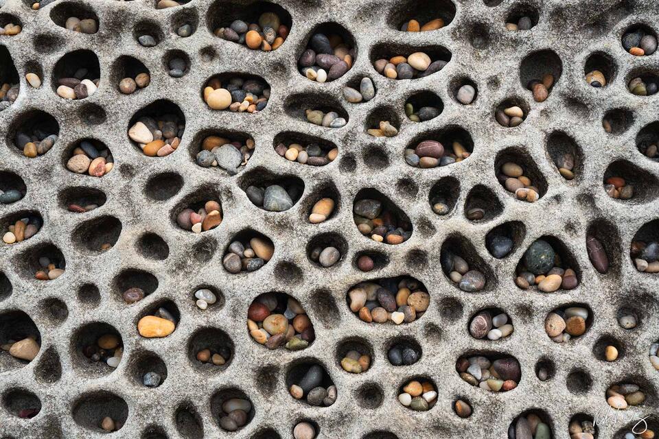 Tafoni Filled With Rocks, San Mateo Coast, California, photo
