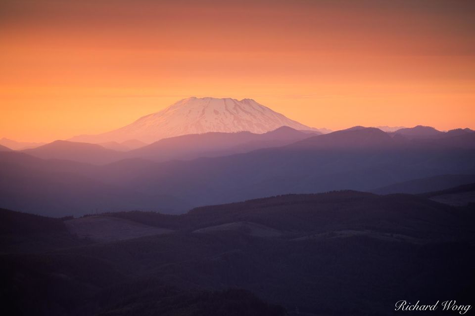 Mount St. Helens at Sunset from Larch Mountain, Mount Hood National Forest, Oregon, photo