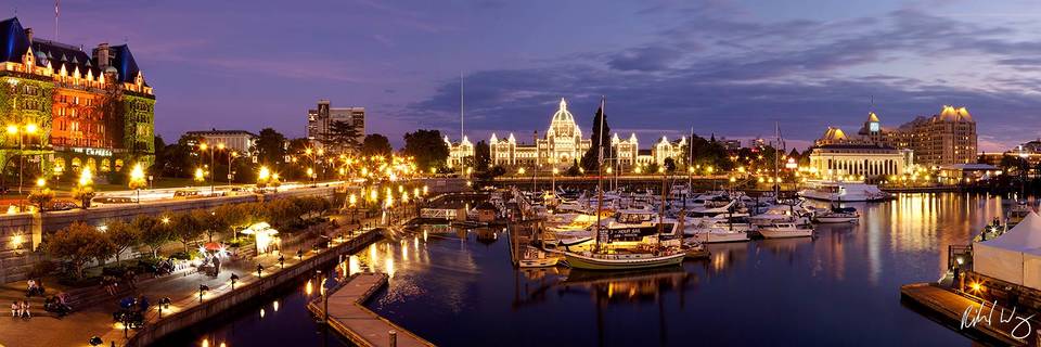 Panoramic of Victoria Inner Harbour, British Columbia, Canada