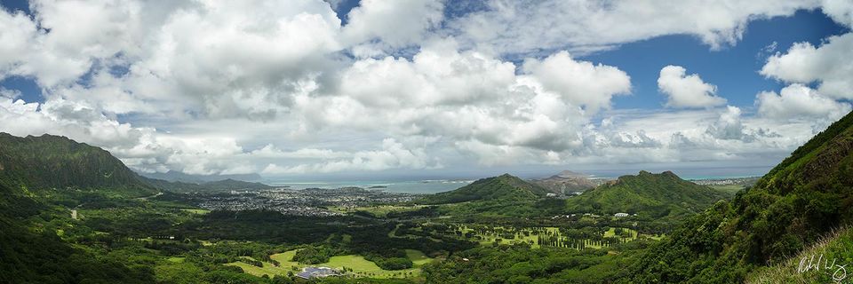 Nuʻuanu Pali Lookout Panoramic, O'ahu, Hawaii