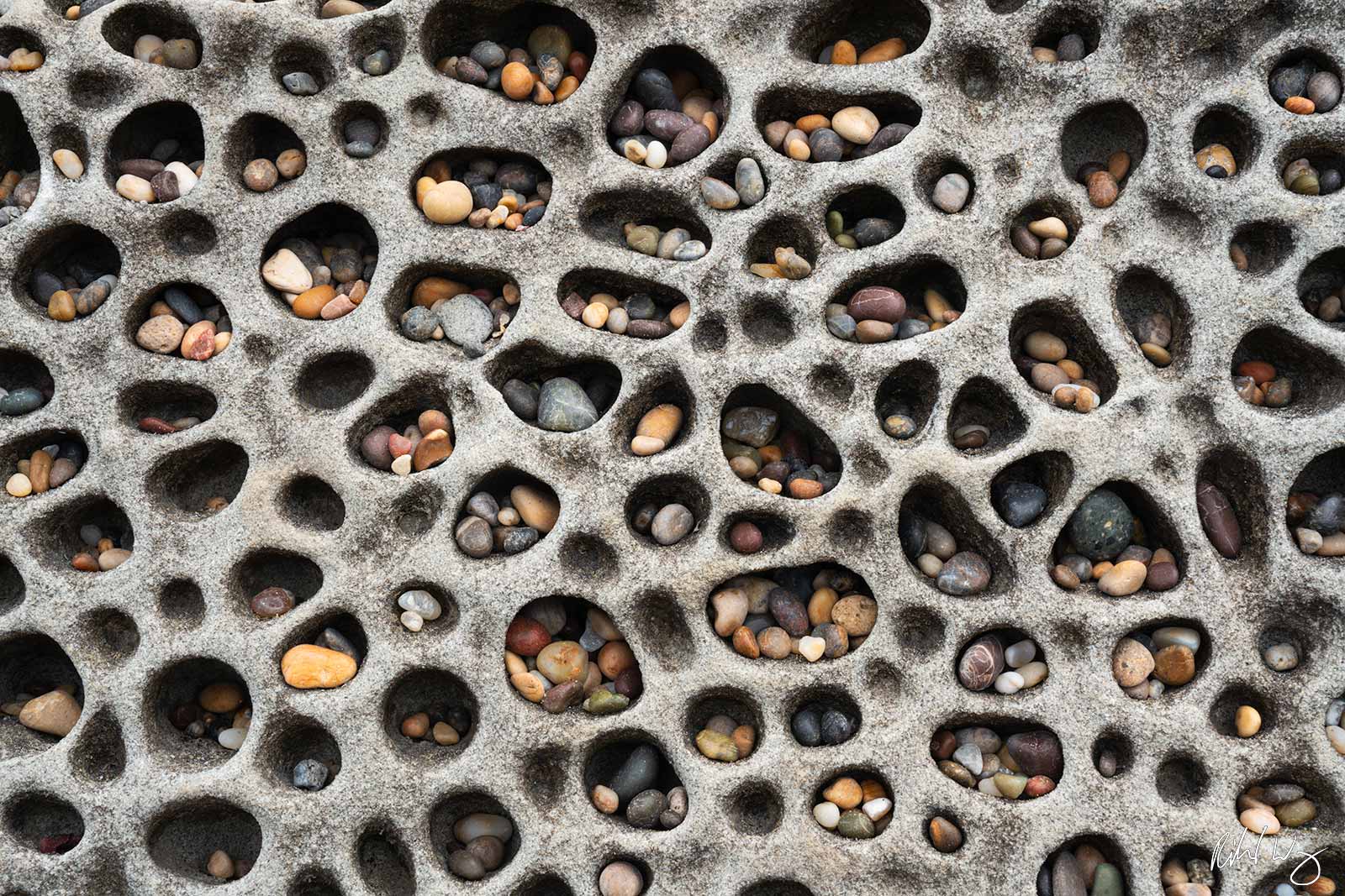 Tafoni Filled With Rocks, San Mateo Coast, California, photo