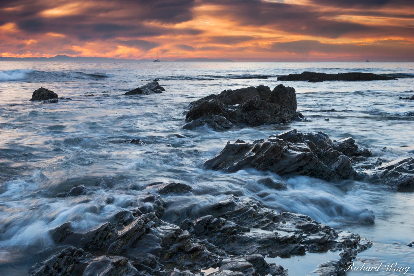 Sunset at Crystal Cove State Park, Laguna Beach, California, photo