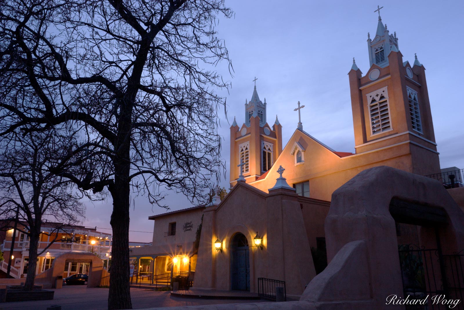 San Felipe Neri Catholic Church at Dusk, Old Town Albuquerque, New Mexico