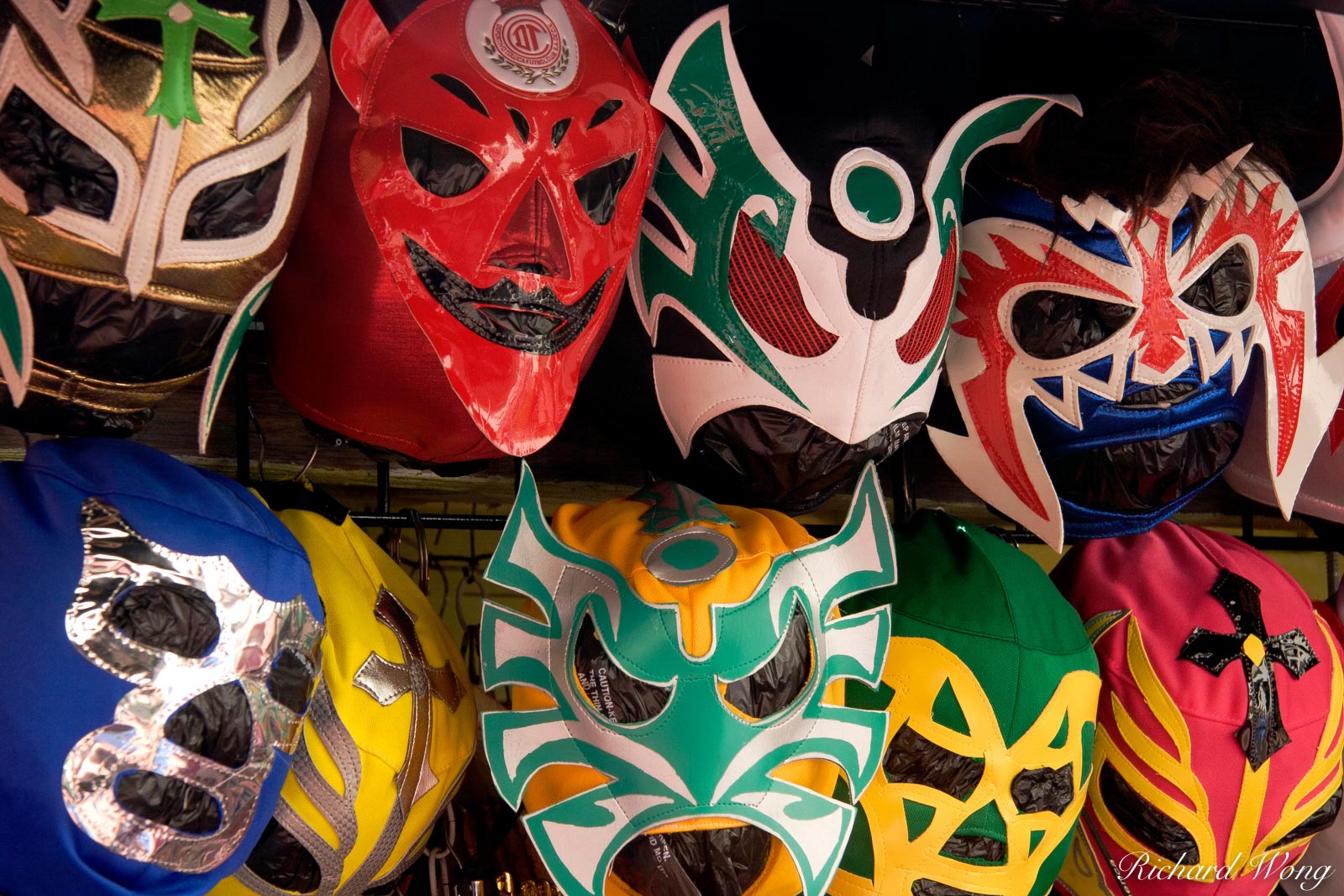 Mexican Luchador Lucha Libre Wrestling Masks at Olvera Street, Los Angeles, California, photo