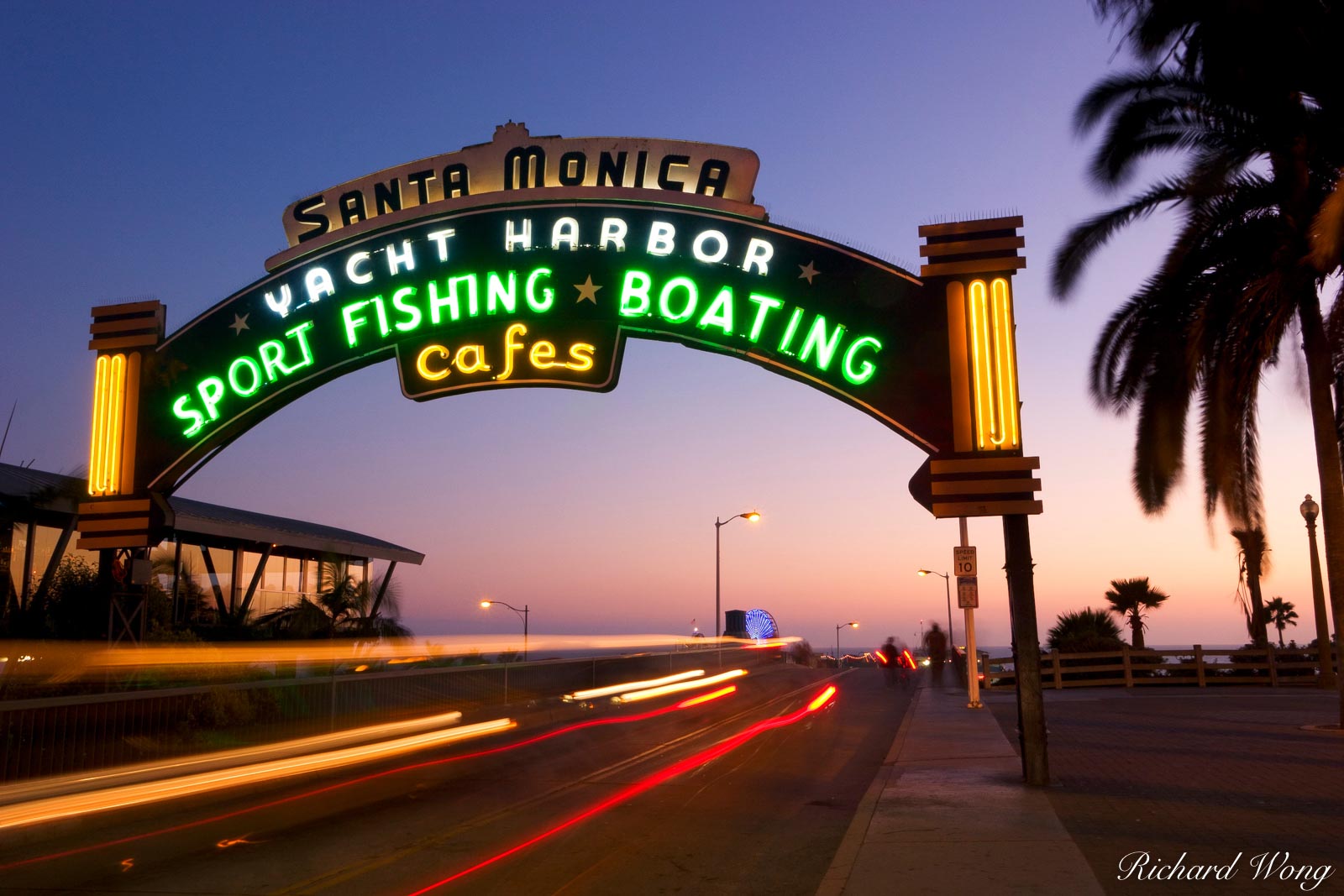 Santa Monica Pier Neon Sign Entrance, California, photo