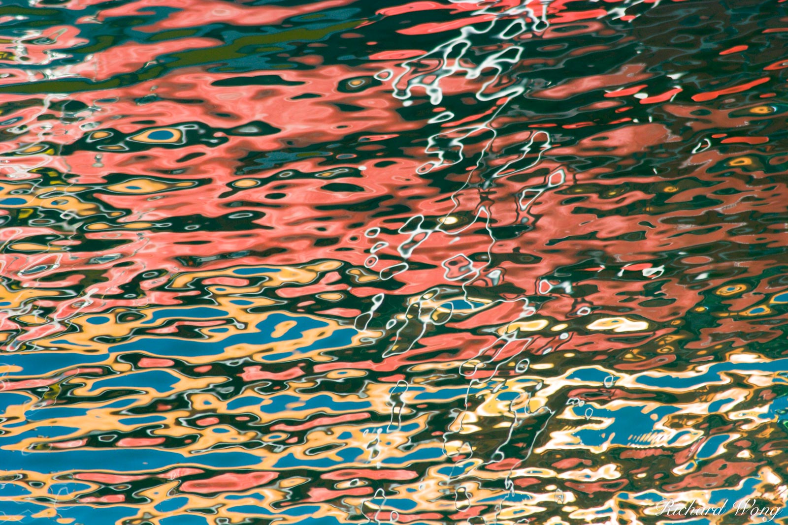 Abstract Color Water Reflections, Morro Bay, California, photo