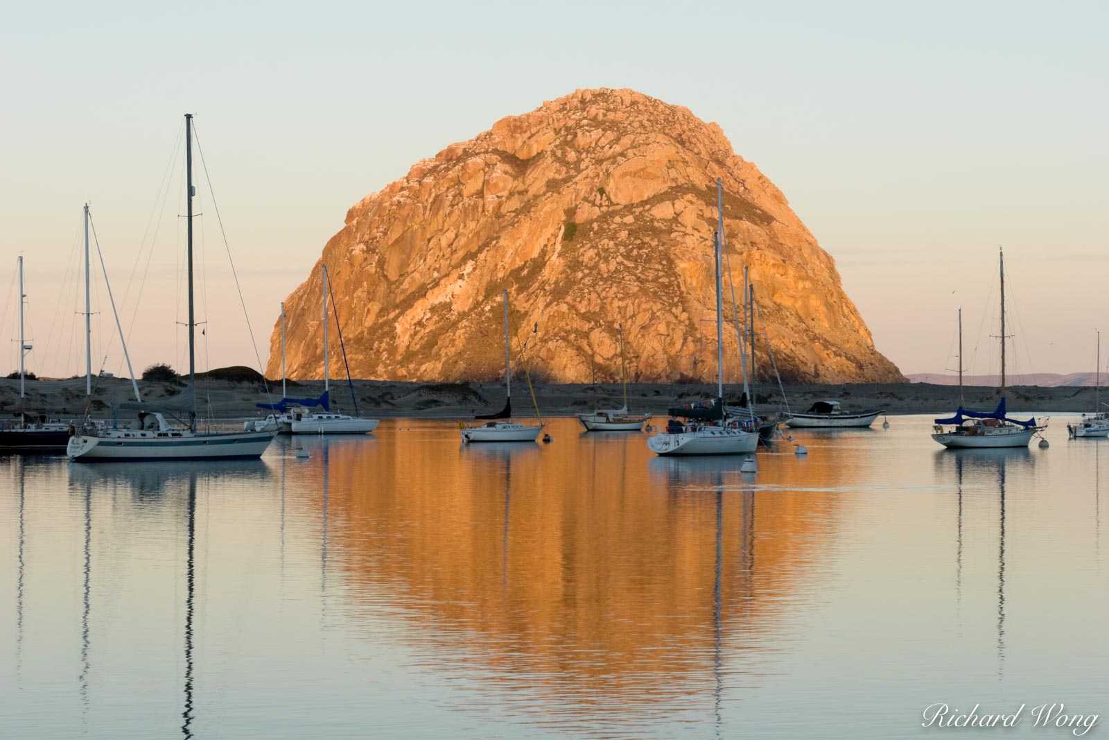 Sunrise Light on Morro Rock, Morro Bay, California, photo