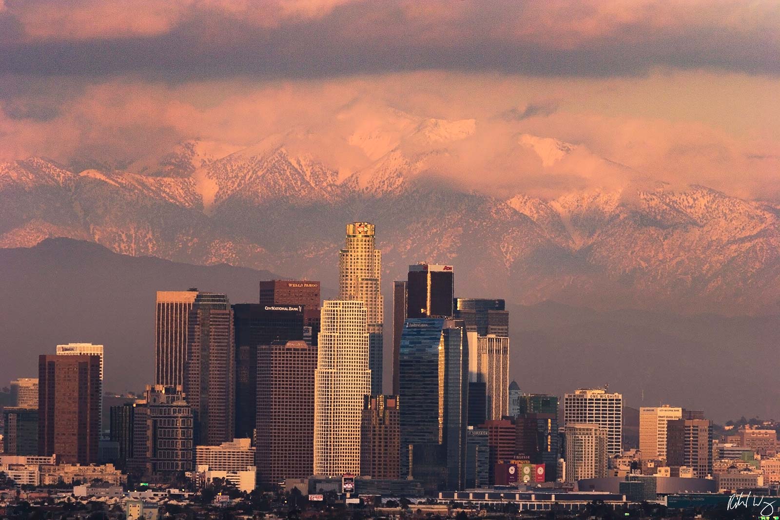 Winter Storm Sunset, Los Angeles, California, photo