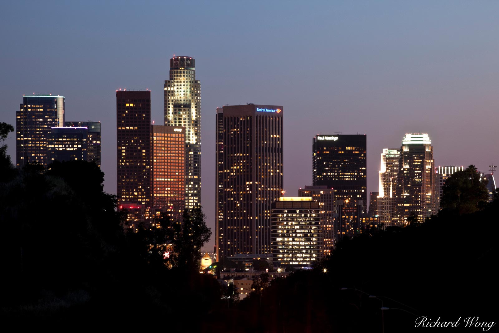 Downtown L.A. Skyline View from Elysian Park, Los Angeles, California, photo