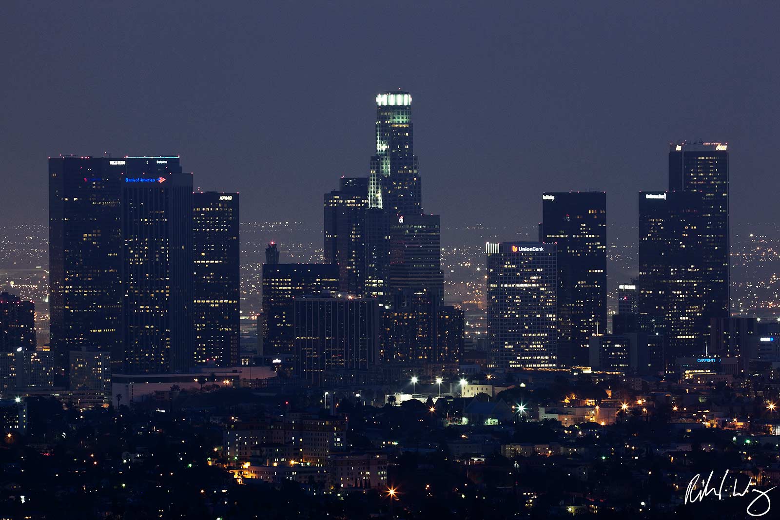 Downtown Los Angeles Skyline at Night from Griffith Observatory, California, photo