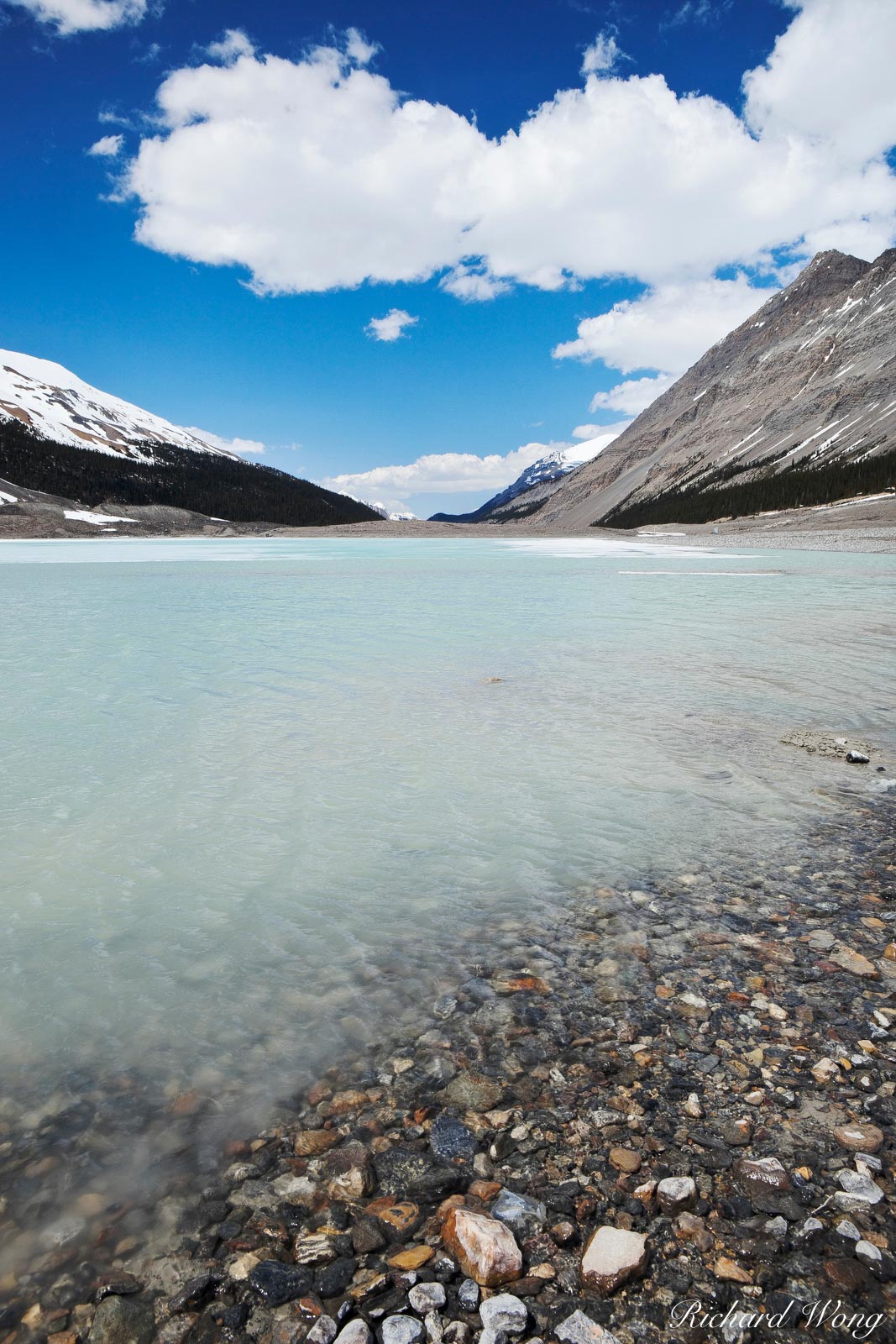 Sunwapta Lake is Fed by Athabasca Glacier Water, Jasper National Park, Alberta, Canada, Photo