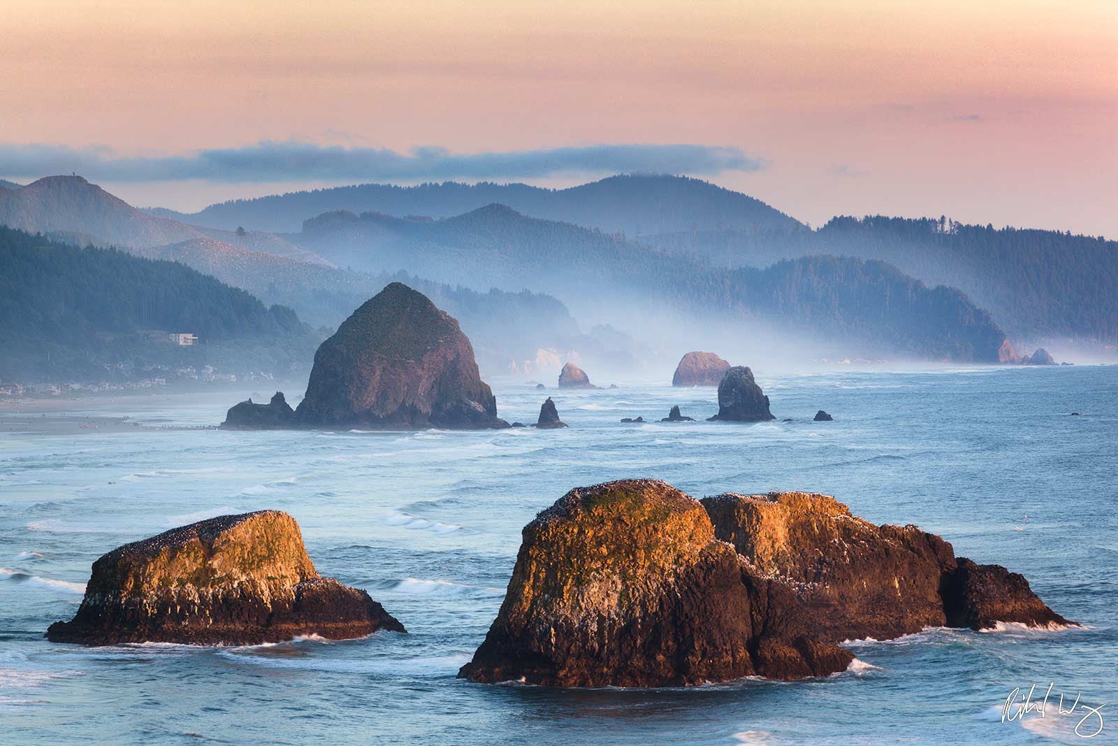 Cannon Beach Seastacks at Sunset, Ecola State Park, Oregon, photo