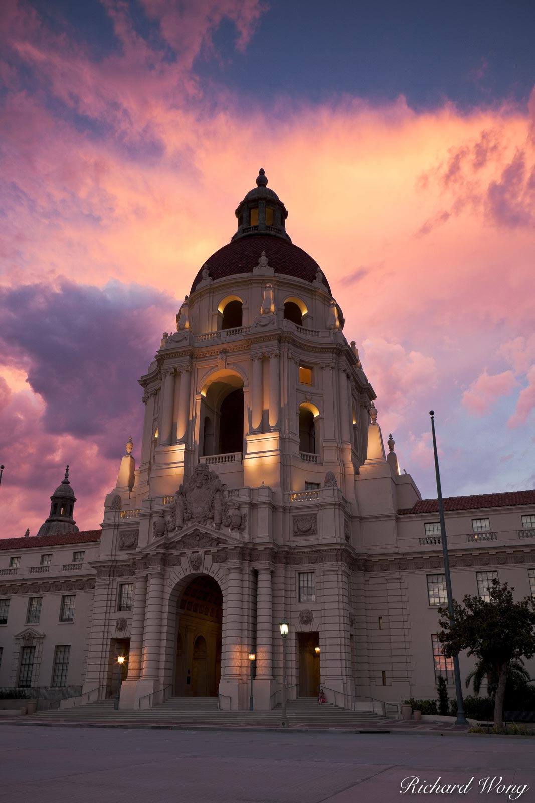 Pasadena City Hall at Sunset, California