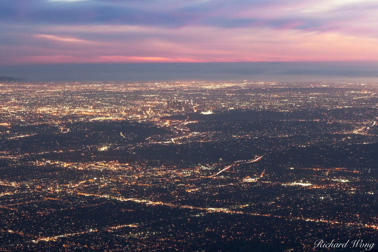 Los Angeles at Night from Mount Wilson Observatory, Angeles National Forest, California, photo