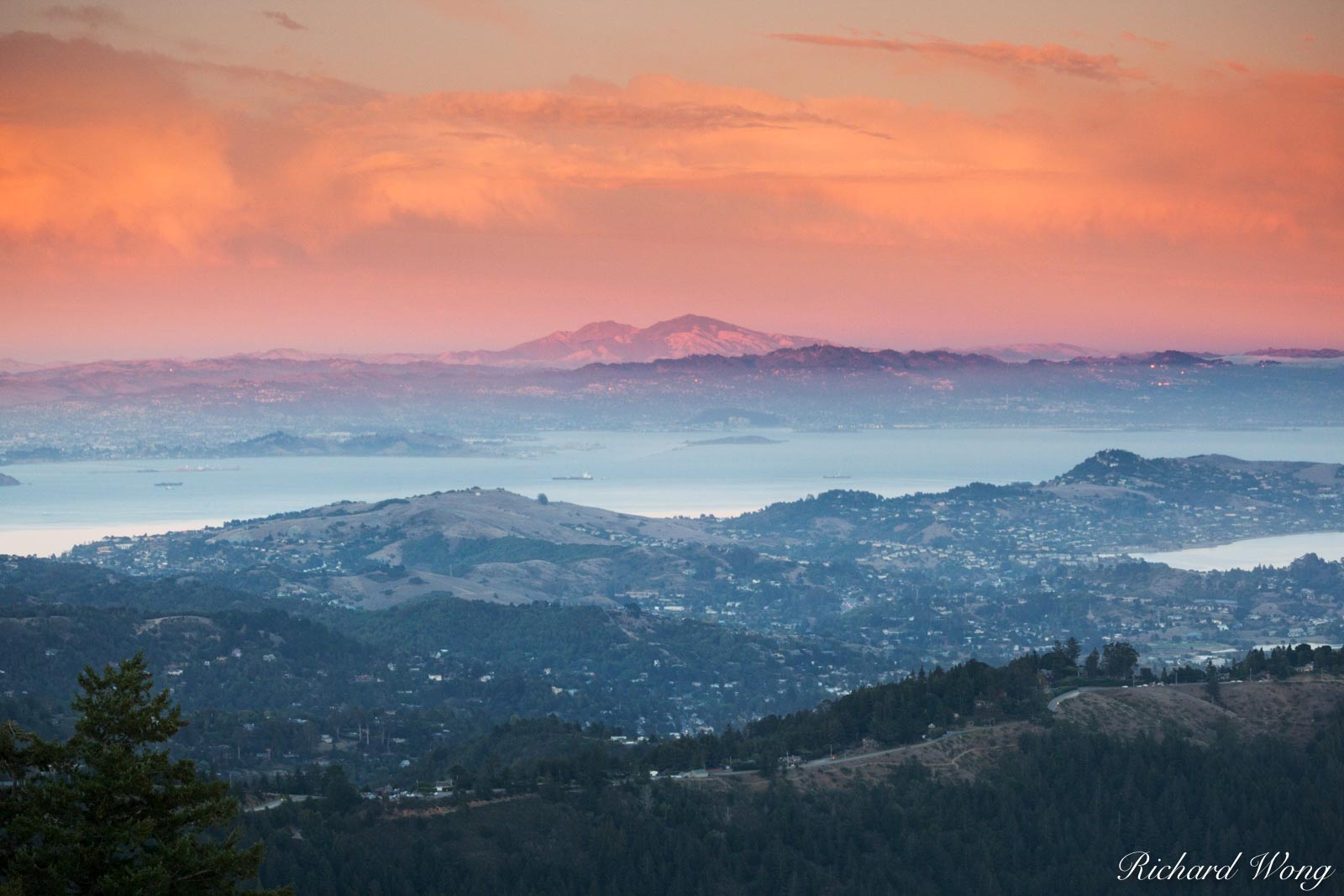 Scenic Vista of San Francisco Bay With Mount Diablo Looming in Background, Mount Tamalpais State Park, California