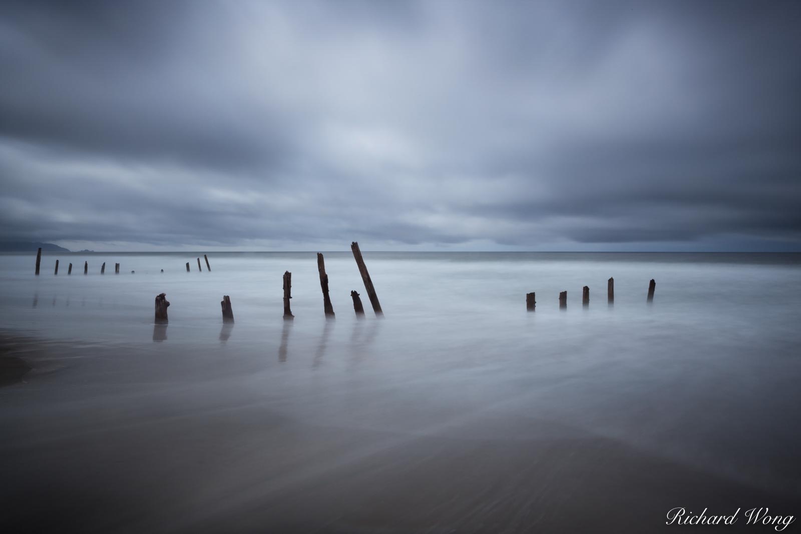 Fort Funston Beach Pilings in Rain Storm, San Francisco, California