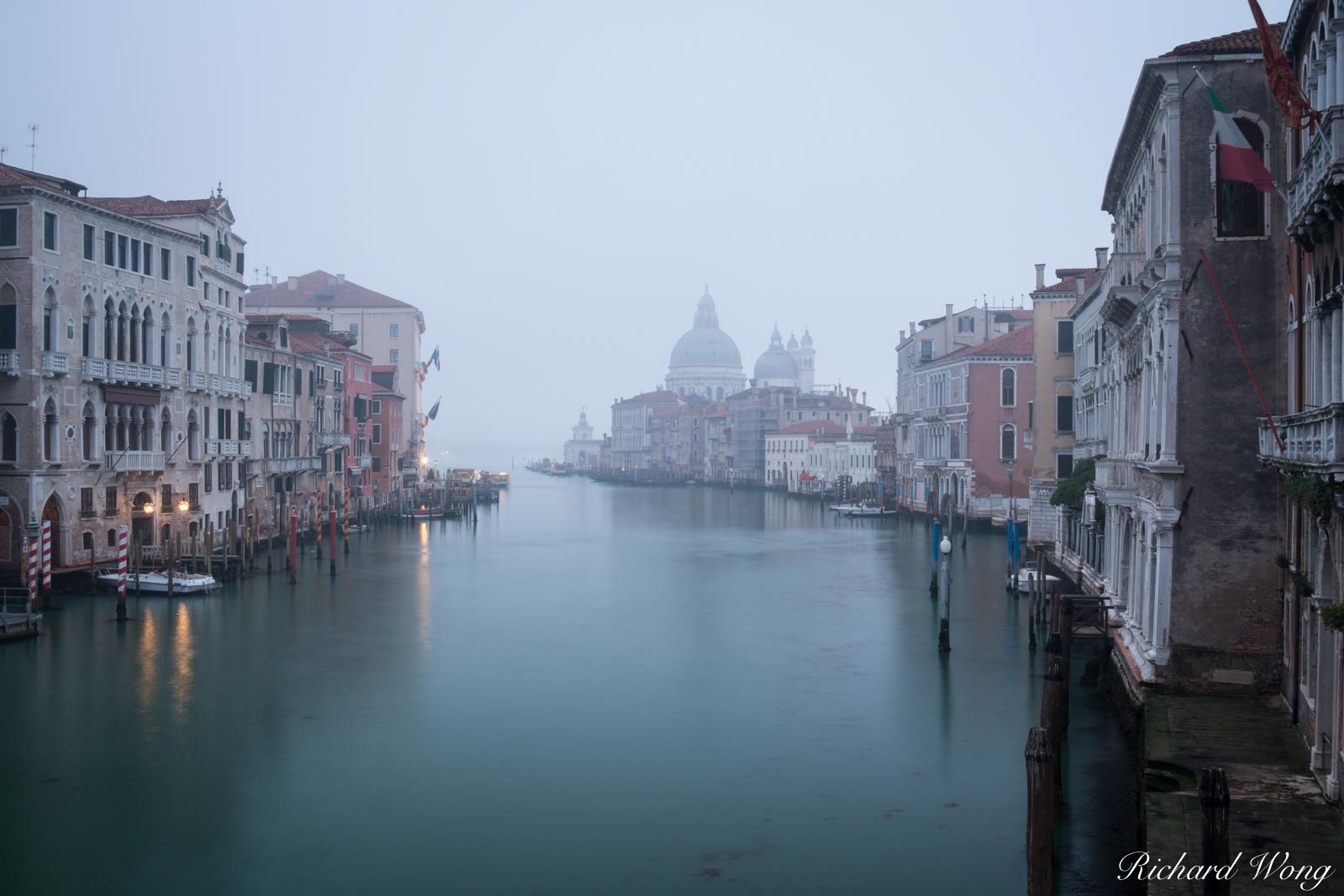 Foggy Morning on Grand Canal From Accademia Bridge, Venice, Italy