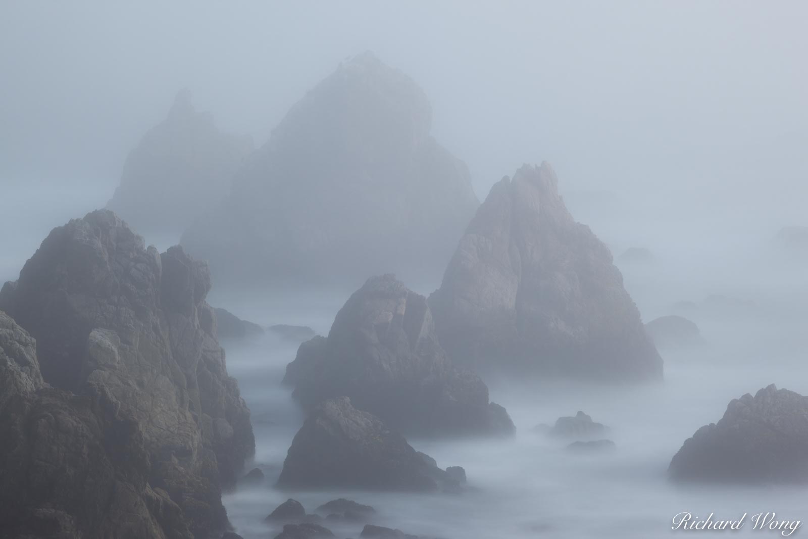 Bodega Head Seastacks in Fog, Sonoma Coast, California, photo