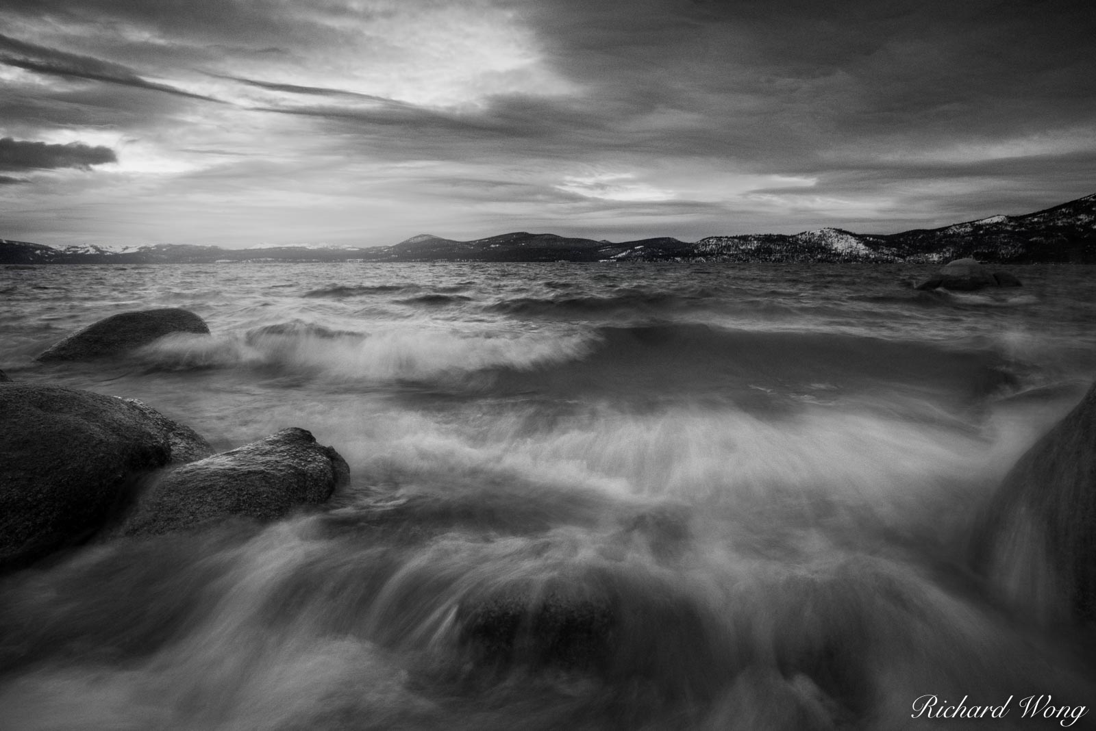 Gloomy Winter Evening at Sand Harbor, Lake Tahoe State Park, Nevada