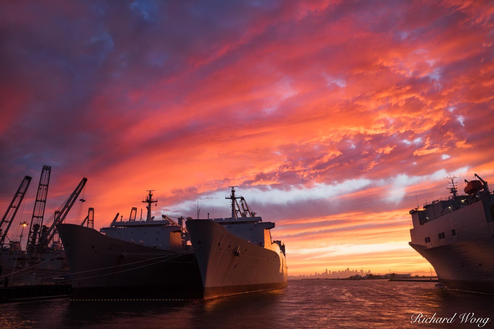 Alameda Point Navy Ships at Sunset, Alameda, California