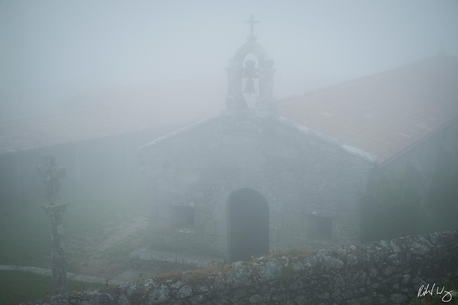 Santa Tecla Chapel in Fog, A Guarda, Spain