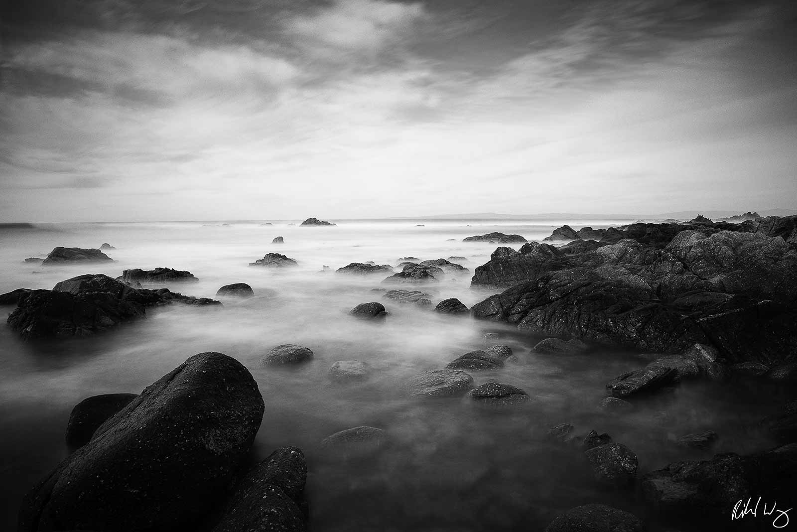 Black and White Photo: 17 Mile Drive Seascape Long Exposure, Pebble Beach, California