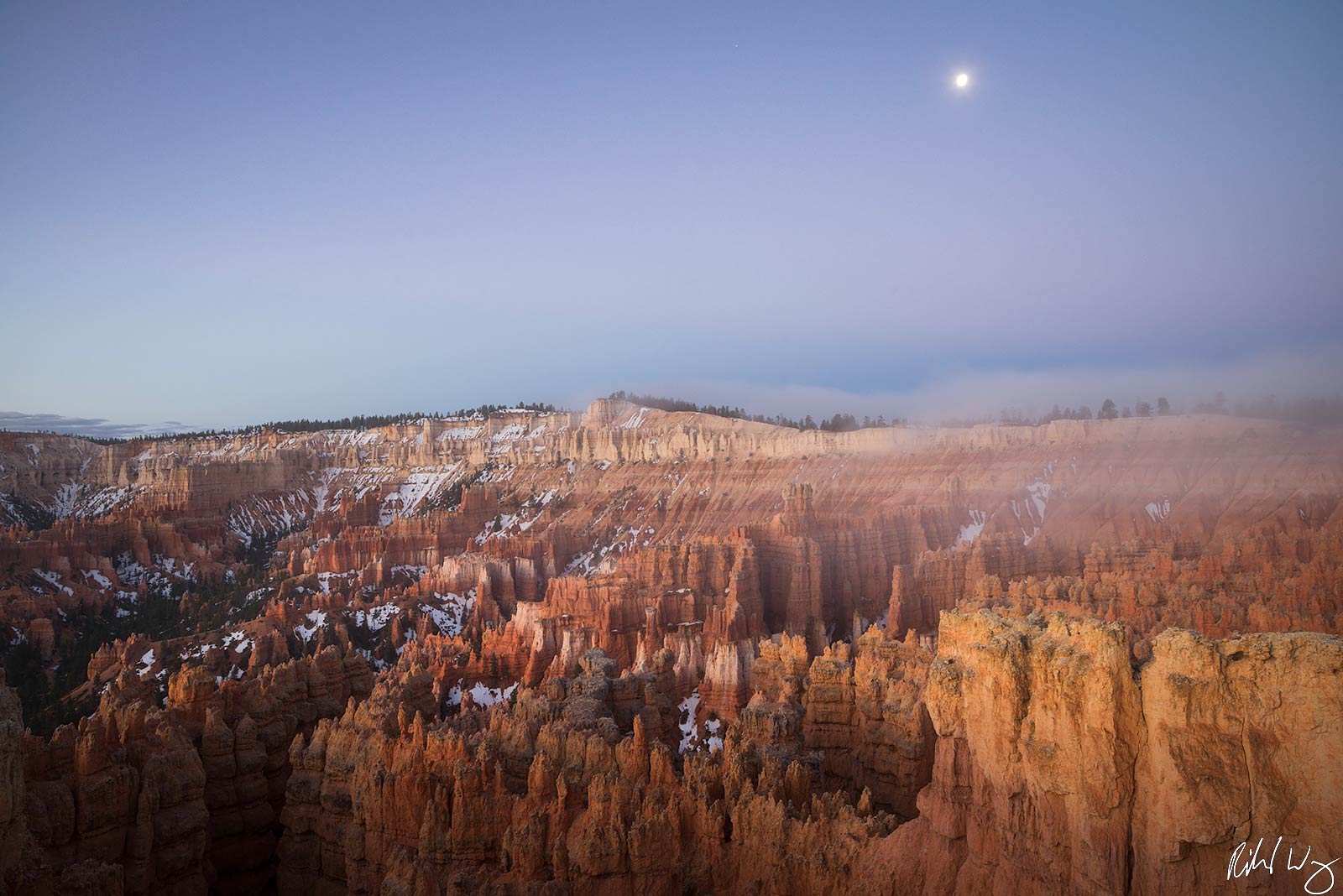 Silent City and Moon at Dawn, Bryce Canyon National Park, Utah