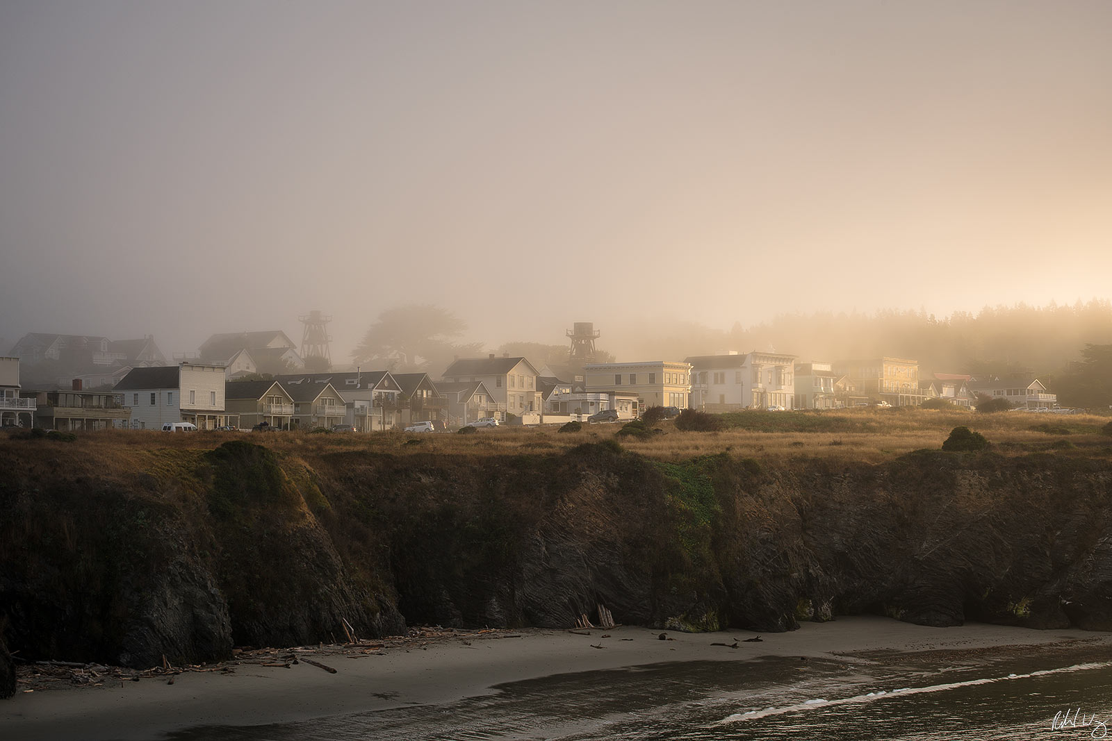 Foggy Sunrise, Mendocino, California, Photo