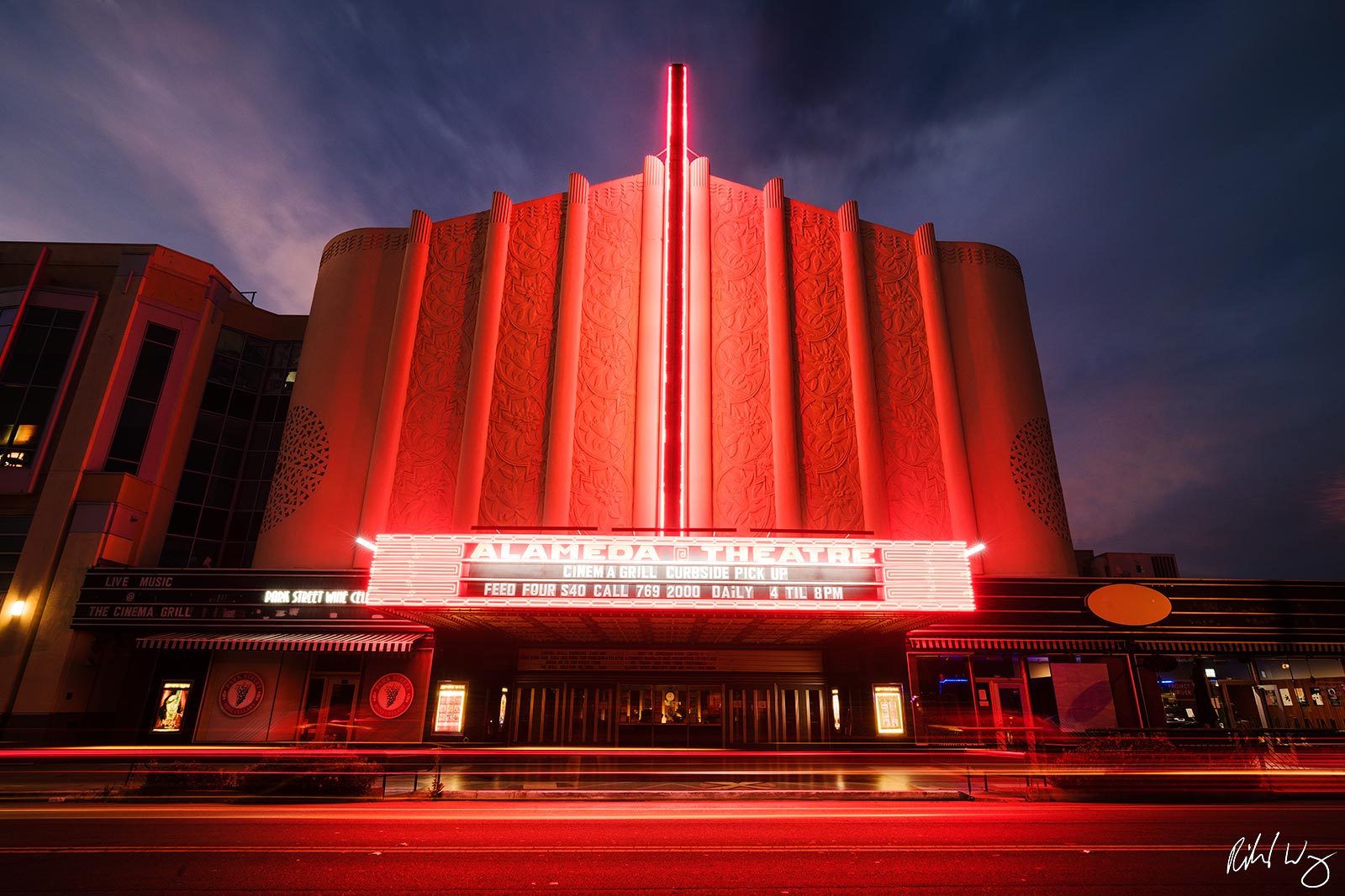 Historic Alameda Theatre at Night, Alameda, California