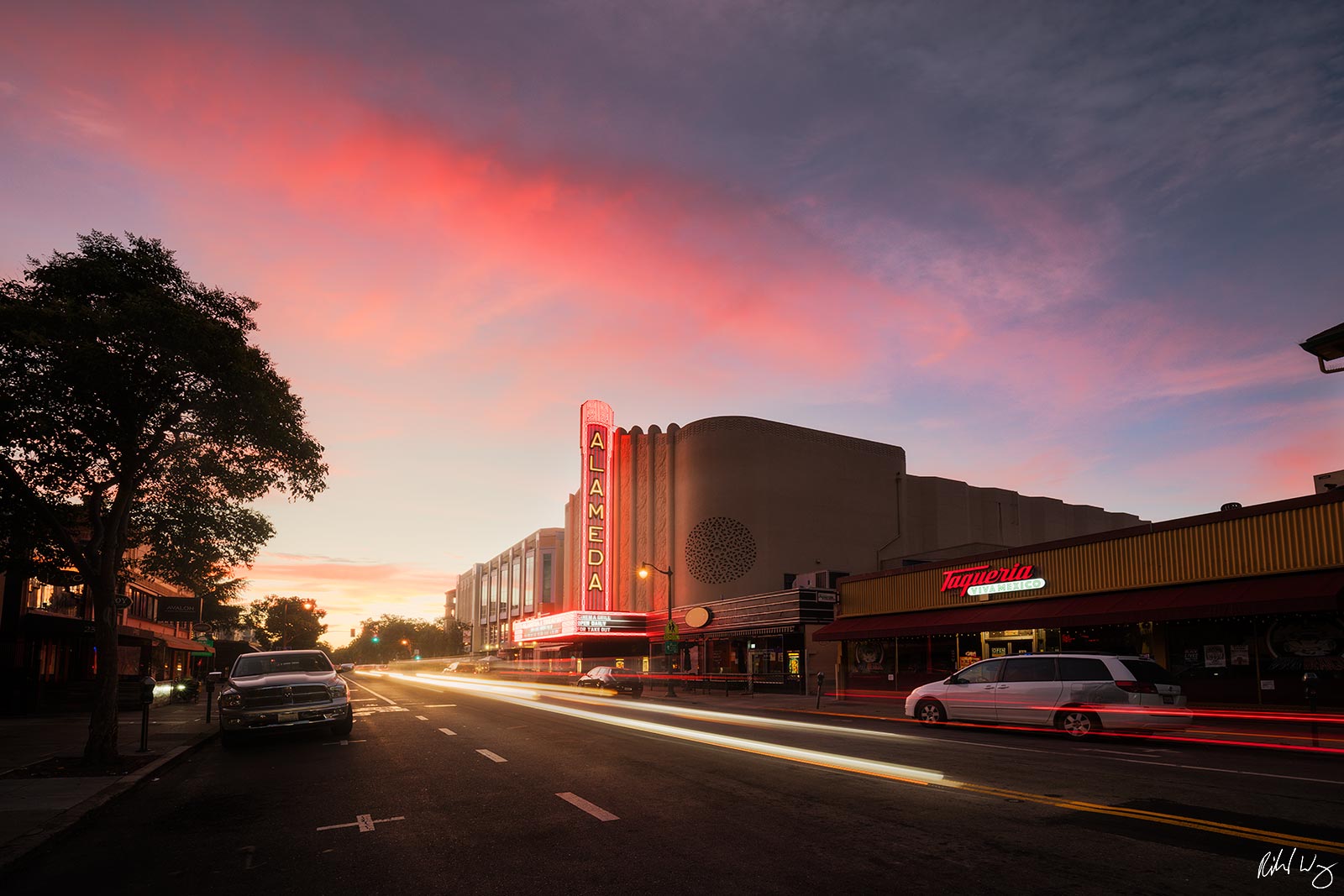 Historic Alameda Theatre at Sunset, Alameda, California